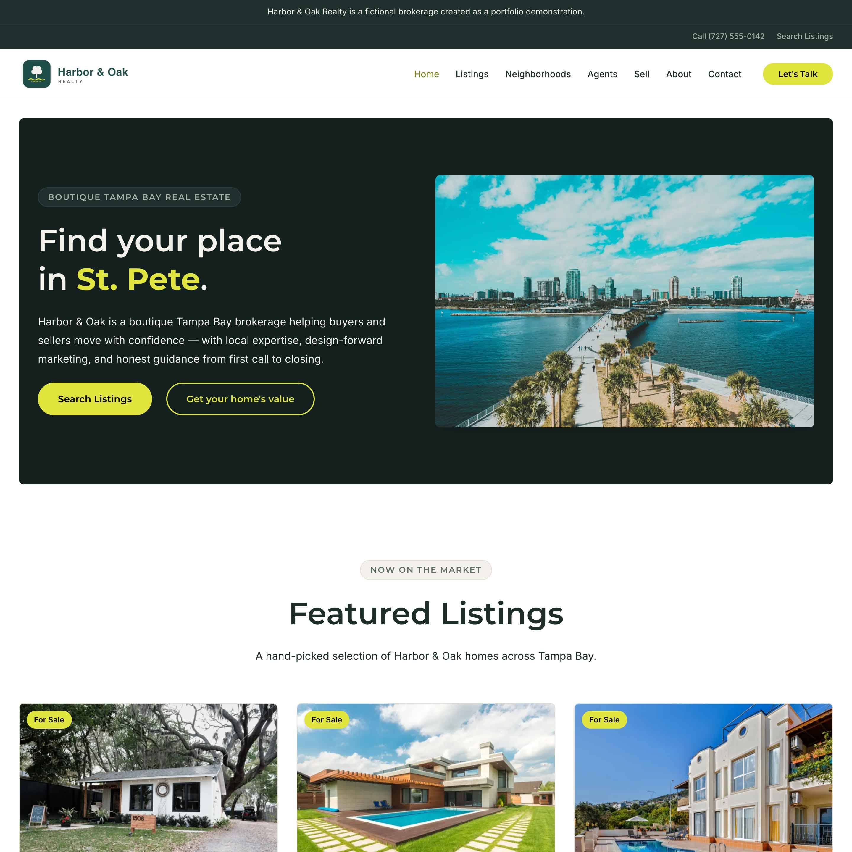 Harbor & Oak Realty website